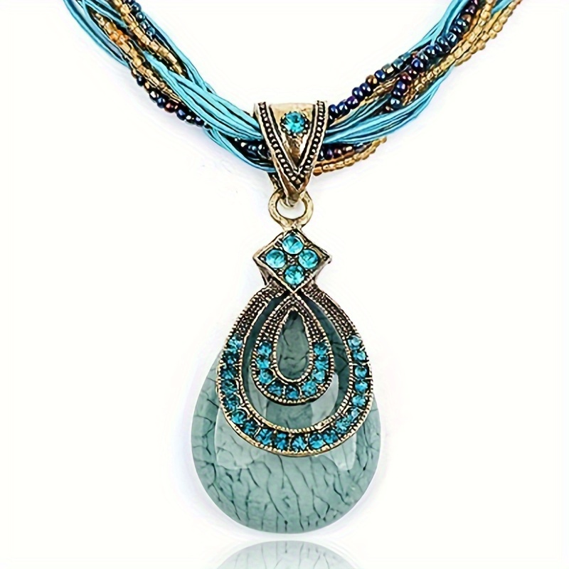 

Bohemian Vintage Cardamom Teardrop Necklace For Women, Retro Style Pendant, Perfect Gift For Friends And Party Wear, Boho Chic Jewelry