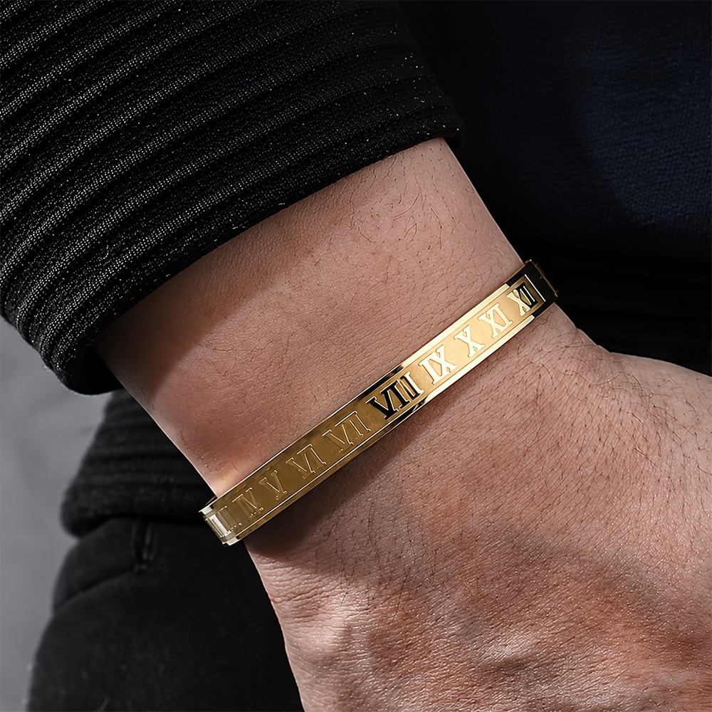 TEMU Bracciale con Gemelli da Polsino da con , 1 Pezzo, Bracciale a Bracciale in Acciaio Inossidabile 304 Oro 18K, Accessorio da Polso Minimalista da