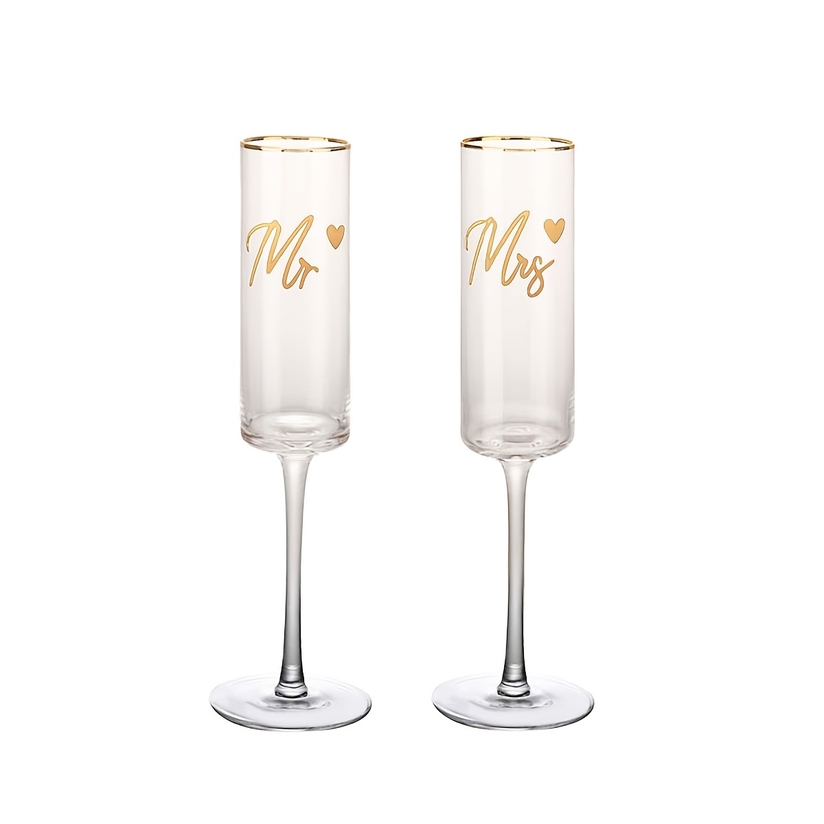 2pcs Wedding Flutes - Elegant Ized Couple' Names/date/message, Golden-embossed Glasses Suitable For Wedding, Anniversary, Bridal Shower - Romantic Gift For ()