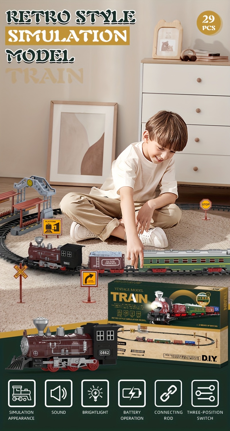 Train Set - Christmas Tree Train Toys for Boys with Smokes, Lights And Sound, Toy Train Set for Under Christmas Tree, Model Trains for 3 4 5 6 7 8+ Years Old Kids Toys Gifts