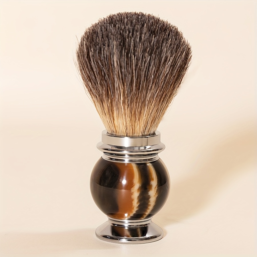 Image of Handmade Wet Shaving Badger Hair Brush, Men's Badger Hair Shaving Brush, Facial Care Tool, Barbershop Facial Beard Cleaning Shaving Brush, With Stainless , Father's Day Gift
