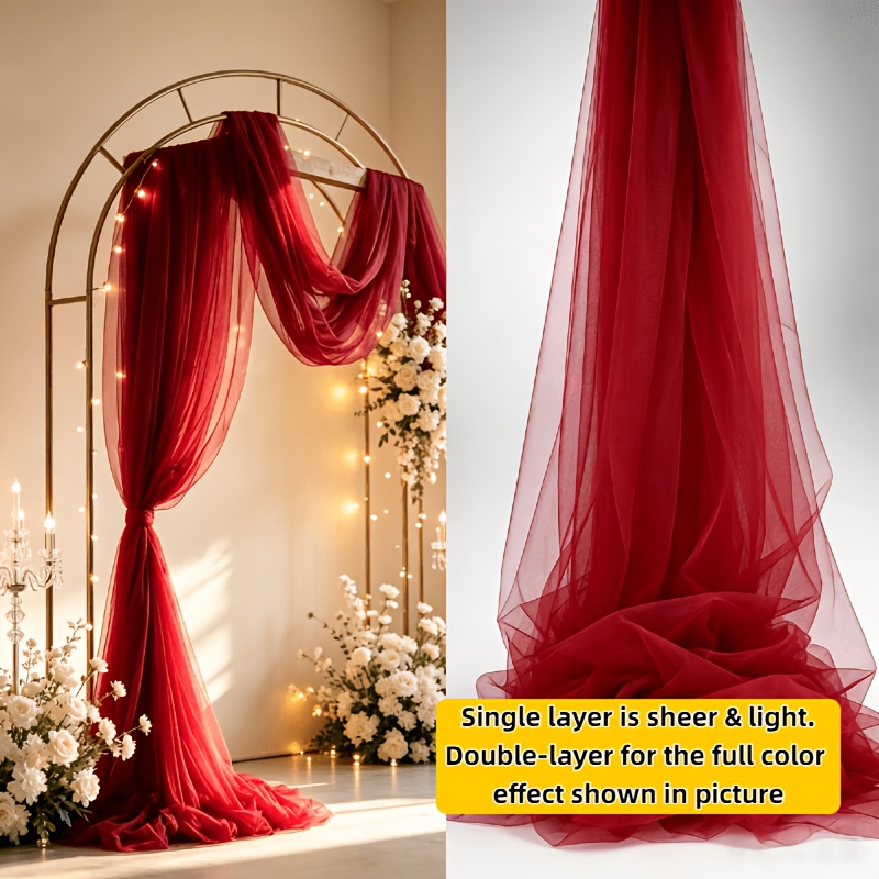 TEMU 2pcs/pack 75cm X 6m White Beige Pink Green Purple Blue Red Black Yellow Wedding Gauze - Wedding Background Decoration, Very Soft And Excellent