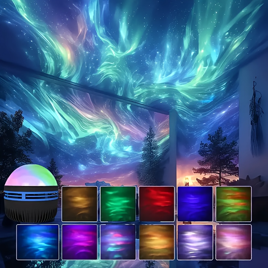 An Aurora Projector, Star Projector, with 7 Lighting Effects, LED Color Changing Lamp for Home Decoration, Home Decoration Birthday and Christmas Gift