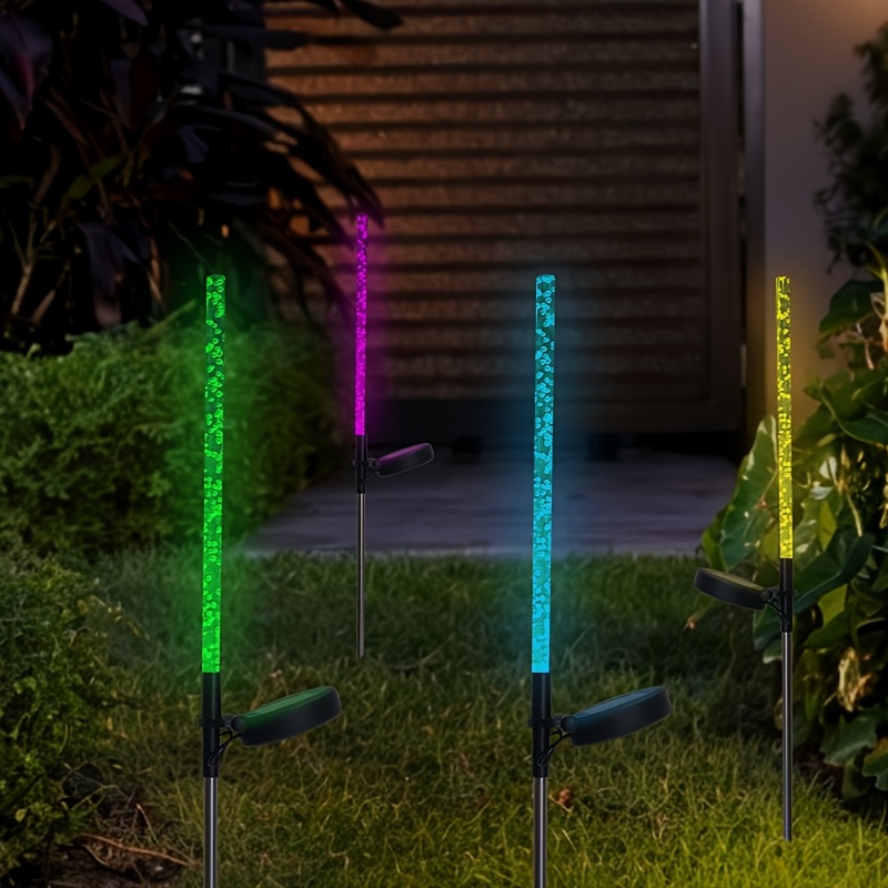 Solar-powered Ground Lights, Colorful Gradient Acrylic Bubble Lights, Outdoor Garden Reed Lights, Suitable For Courtyards, Gardens, Terrace Lawns, Fences, Walkways, And Festive Decorative Lights.