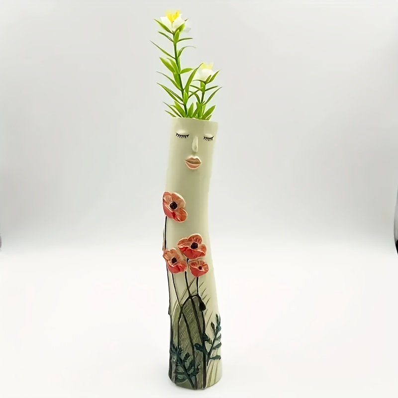TEMU 1pc Of Bohemian-style Resin Vase Featuring A Handmade Crackle Design, Perfect For Holding Plants And Flowers. It A Thoughtful Spiritual Gift For