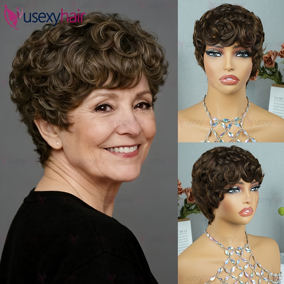 TEMU Elegante peluca de pelo suelto 4# marrón, corte chic, corte de pelo para mujer, peinado en capas de natural, pelucas de pelo brasileño perfectas