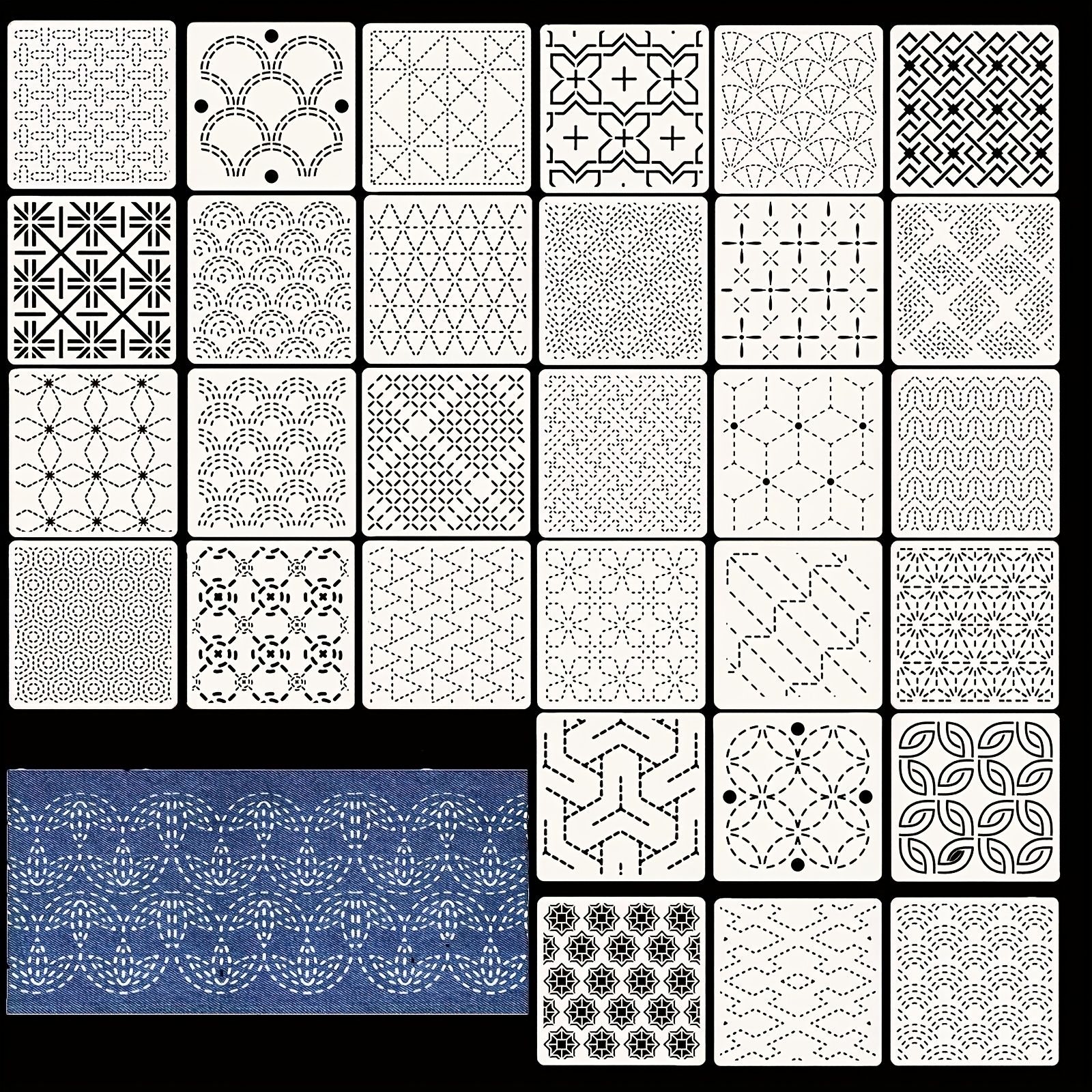 TEMU Set di 30 stencil per , stencil geometrici in plastica, adatti per quilting a , cucito e creazione di , anche stencil per lettere e stencil per