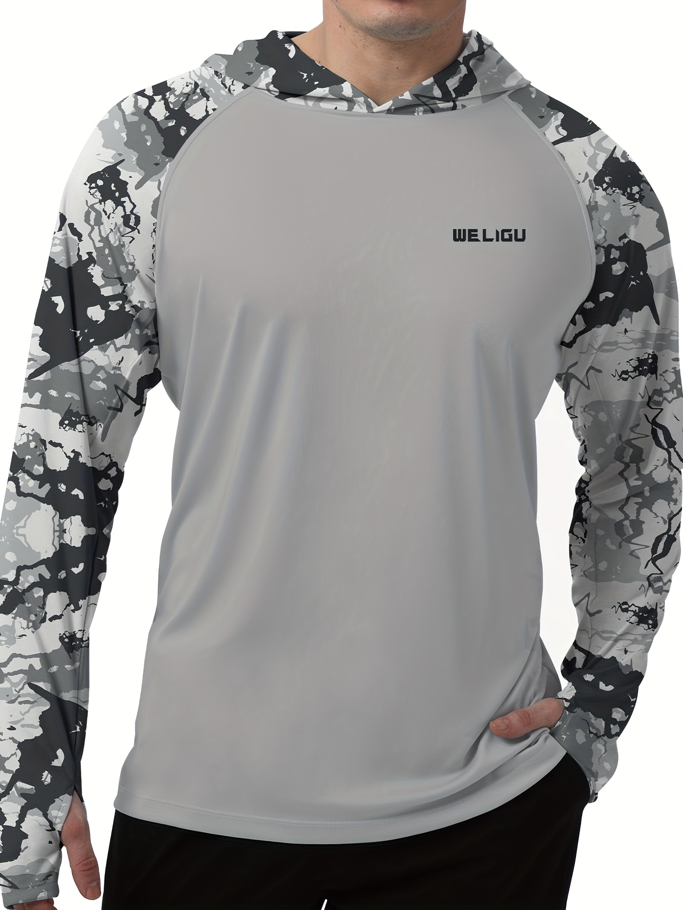 men's sun protection hoodie camouflage raglan Temu