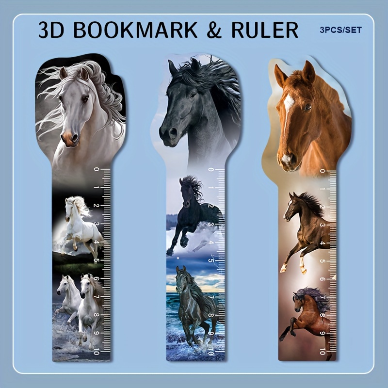 

Abk-02 3pcs 17x5cm Horse Pattern Bookmarks, 3d Bookmarks, Pattern Changing Bookmarks, Suitable For Note , Office Supplies, Book Bookmarks, Holiday Gifts