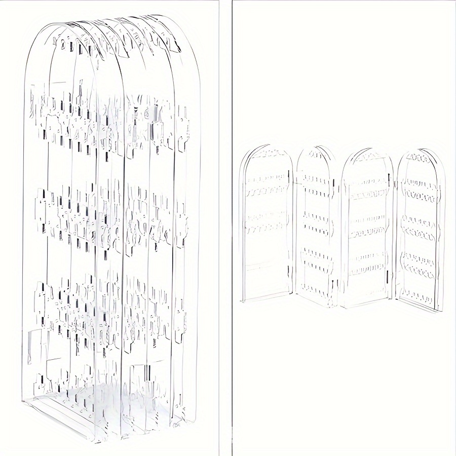 TEMU Acrylic Jewelry Organizer, Foldable Accessory Stand, Suitable For Earrings And Necklaces, 4 Compartments Transparent Display Rack Expandable And Collapsible, Jewelry Towers