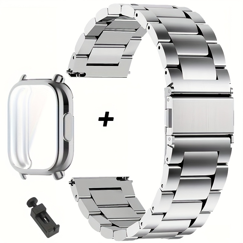 TEMU Correa de Acero Inoxidable y Protector TPU para Redmi Watch 5 Active, Pulsera Metálica para Xiaomi Redmi Watch 5 Lite - 22mm