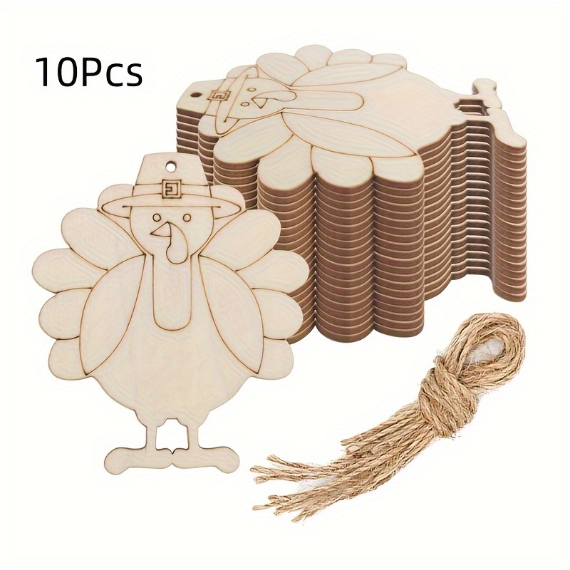 

10 Pcs Vintage Wooden Turkey Cutouts For Diy Crafts - Perfect For Thanksgiving, Christmas, , Easter, And More - No Feathers Included