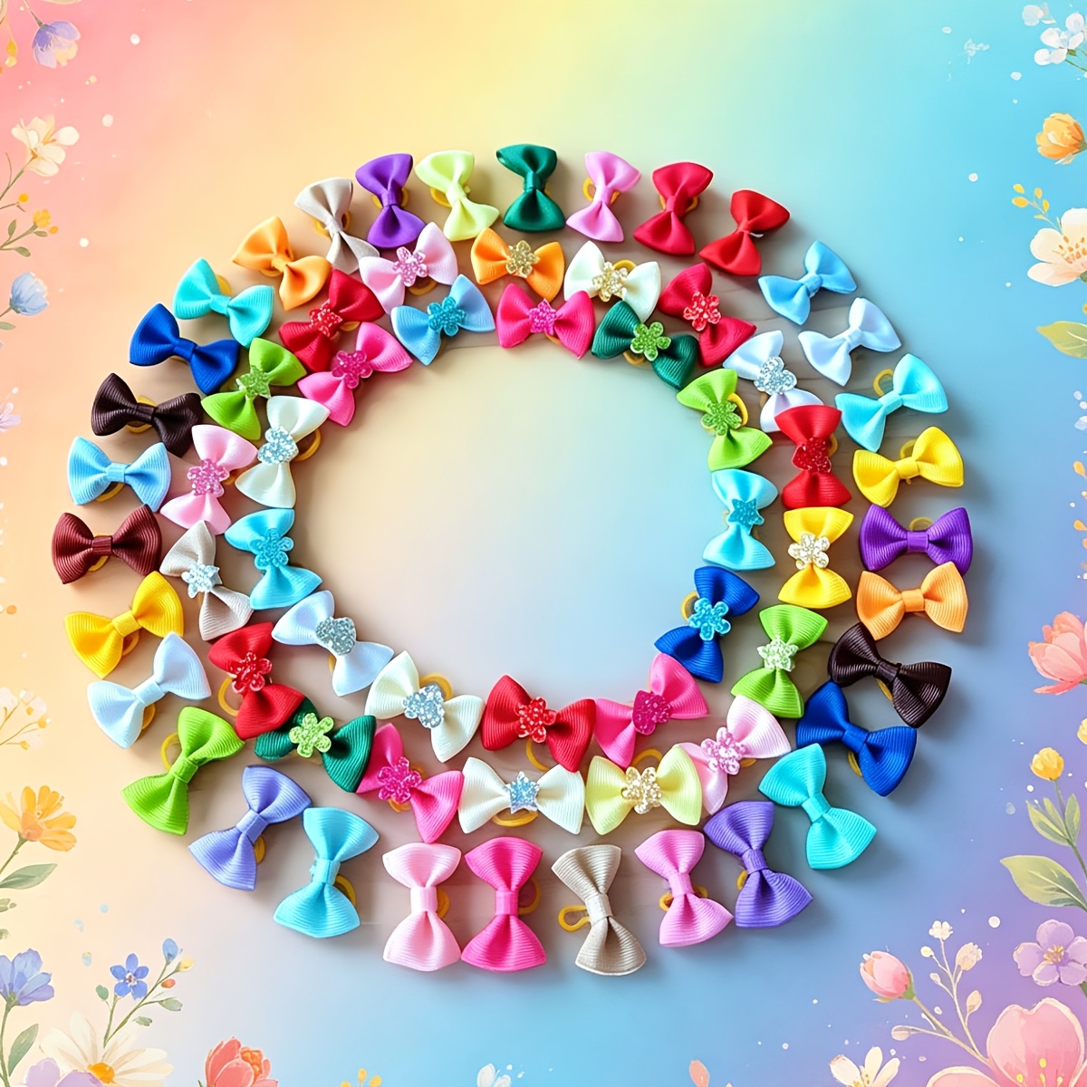 TEMU 20pcs Cute And Other Solid Color Bow Pet Dog Headwear Colors Random Styles Random