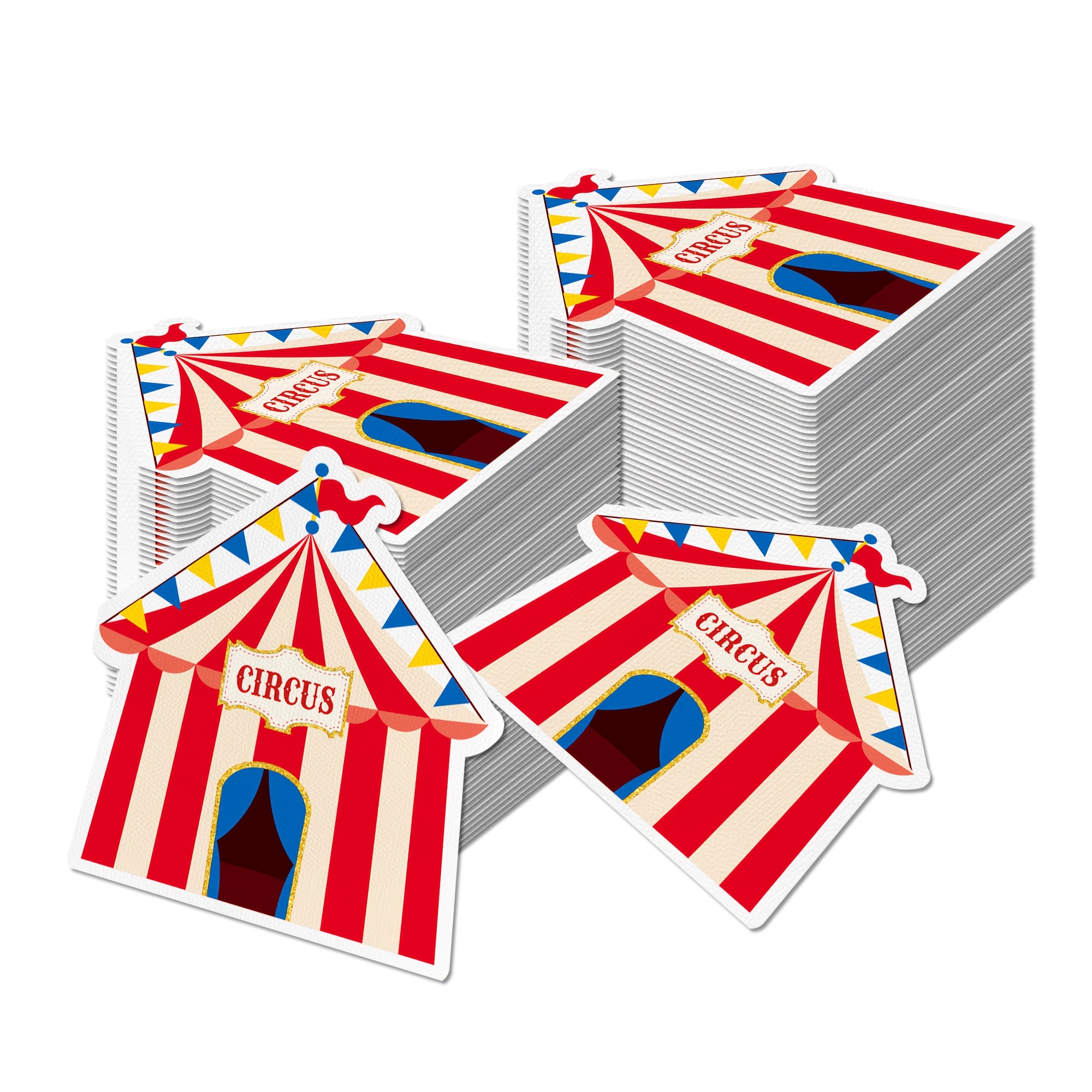 E-shop Set mit 20 Einweg-Cocktail Servietten im Karneval-Circus-Design, für Partys, , Geburtstage, Hochzeiten, Spendenveranstaltungen und