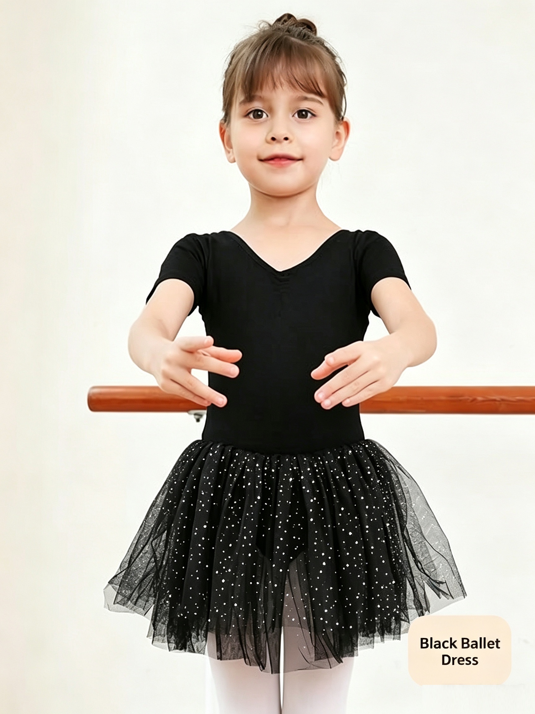falda tutú de ballet, leotardo de manga corta para niñas, falda de tul acolchada con lentejuelas, adecuada para clases de   y   teatrales
