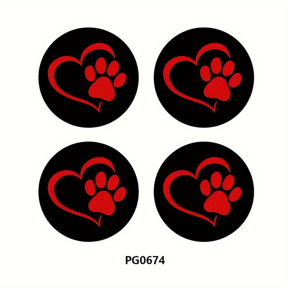 TEMU 4pcs Footprint Cup Mat Car Interior Cup Decoration Water Cup Mat 2.75in Car Cup Mat Car Water Cup Mat, Beverage Mat Beautiful Claw Cup Mat, Gift For