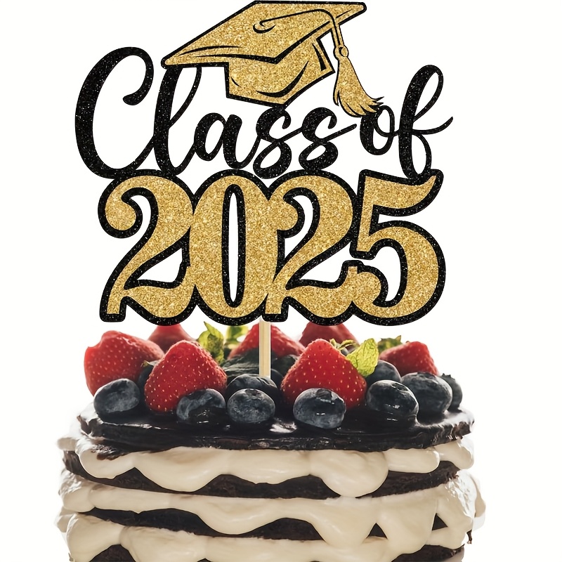 1 Décoration De Gâteau De Félicitations Classe De 2025 Pour Remise De Diplôme Garçon à Paillettes 2025 Pour Décoration De Gâteau à Thème Lycée Garçons Diplômés Fournitures De Fête Noir Argenté