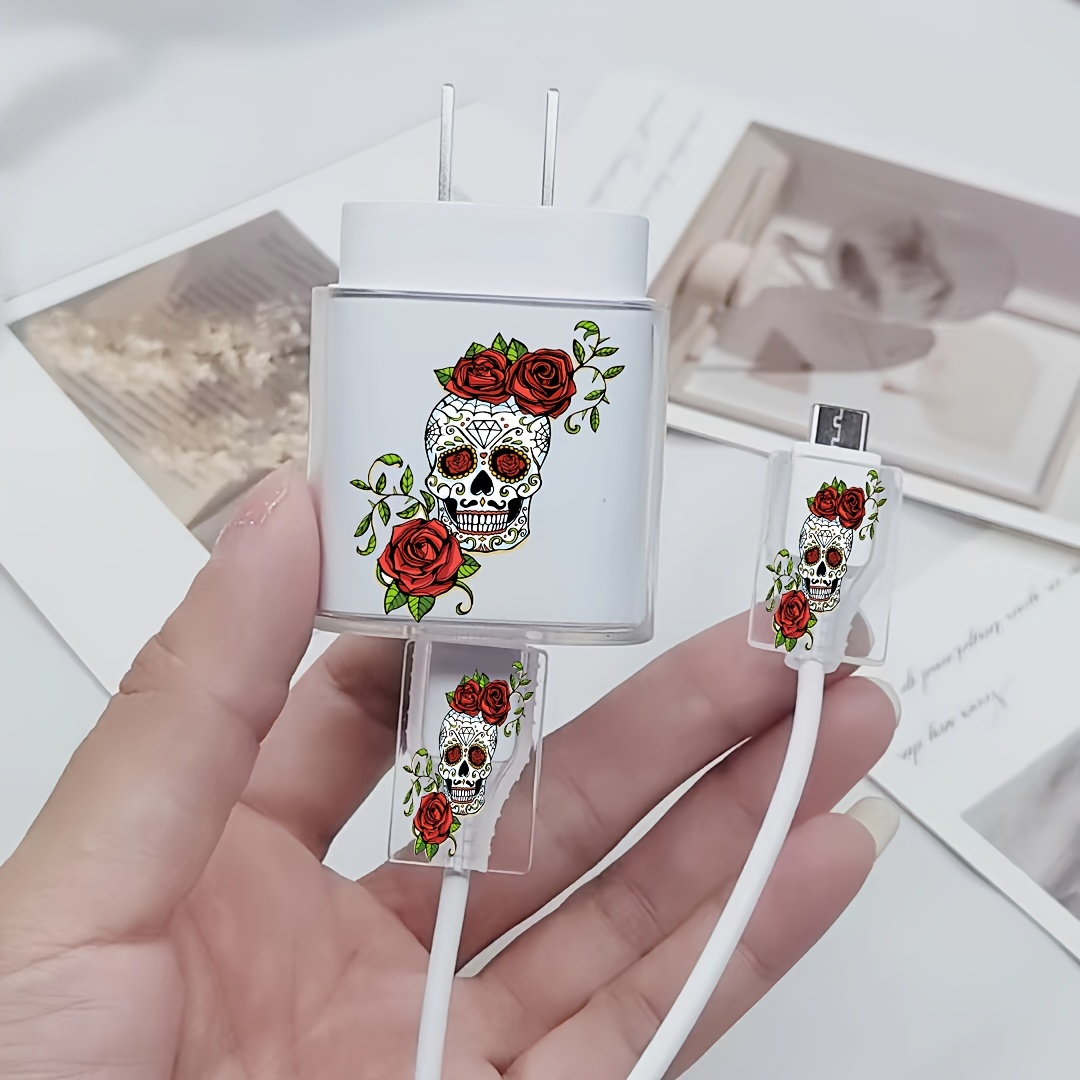 

3-piece And Rose Design Charger Covers For Samsung Galaxy: Protect Your 25w Charger And Cables With Style