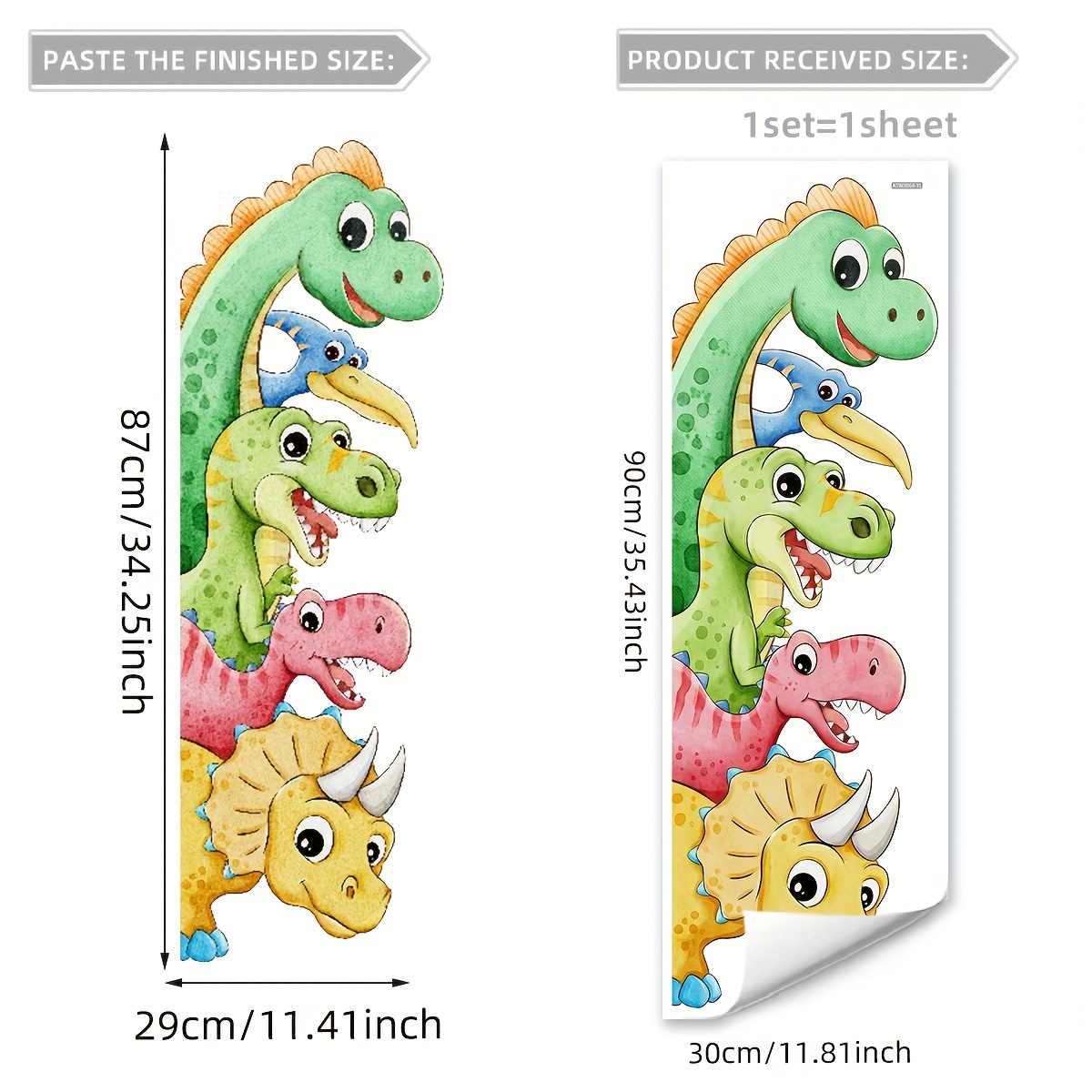 Image of A Hand-painted Dinosaur Wall Sticker (30*90cm) For Home Decoration, Suitable For Living Rooms And Bedrooms, Enhancing The Background Wall Decor, Model Atw3064-yl