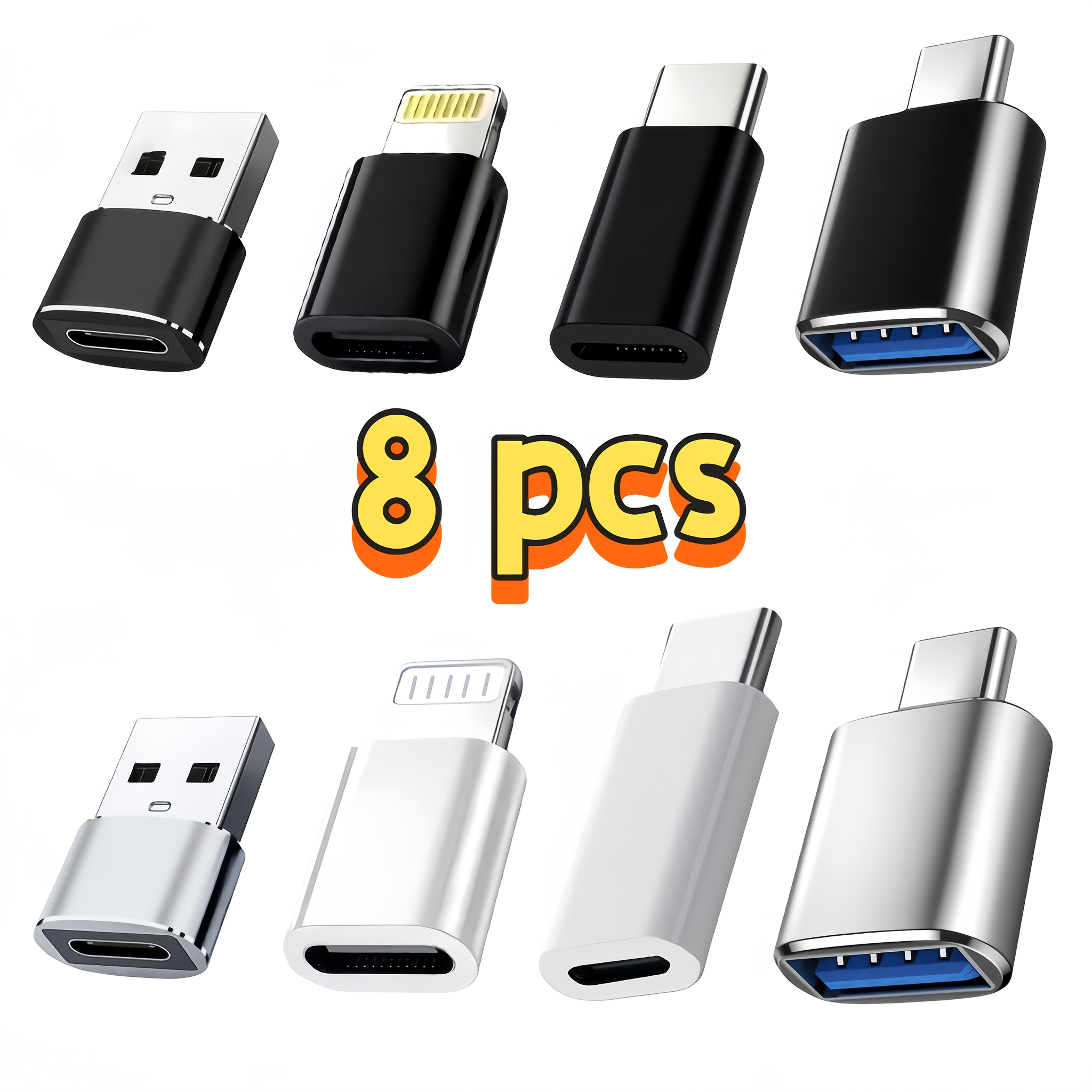 item picture 8 usb to type c adapters lightning to type c converter type c to usb adapter suitable for laptops cars smartphones headphones microphones
