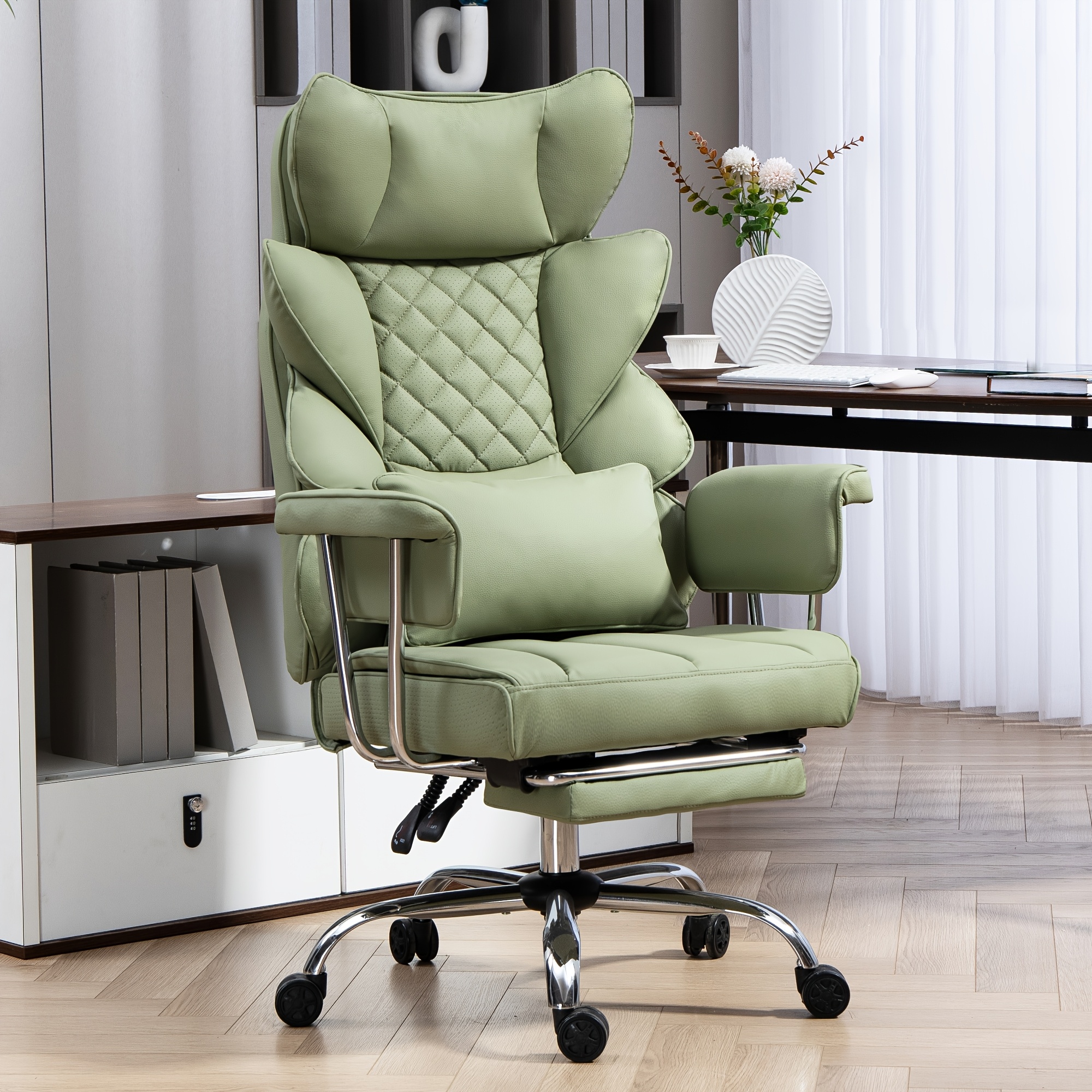 TEMU Dyhome Desk Office Chair For Office, Big And Tall Office Chair, Computer Chair, Ergonomic Office Chair, Gaming Chair, With Leg Rest, Armrest And