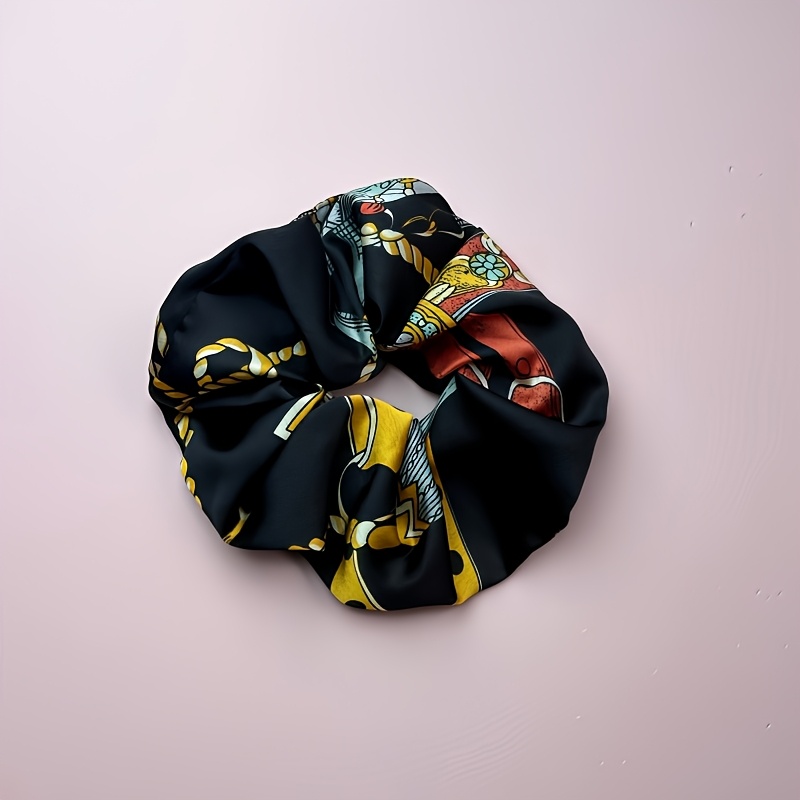 TEMU 1 elastico per capelli con stampa a catena Melard, crasso, accessorio per capelli vintage e sofisticato, elegante per lo styling, versatile per