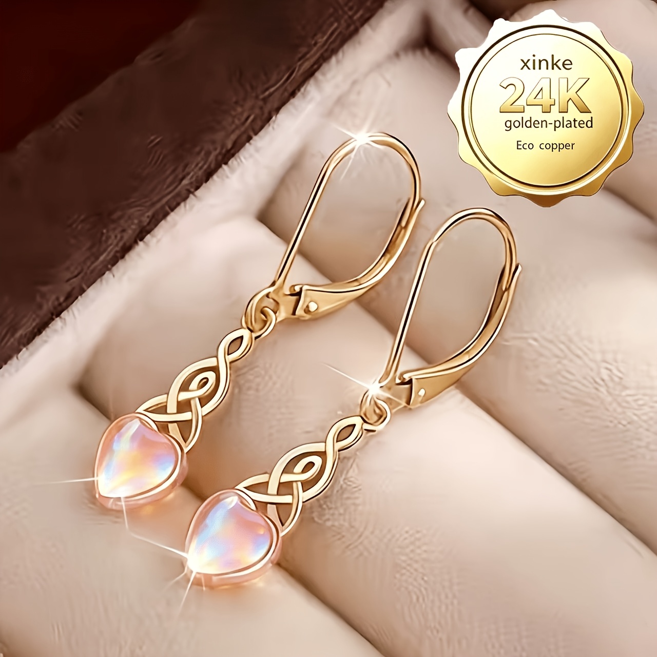 TEMU Fashionable And Elegant Earrings, 24k Golden Plated, Statement Earrings, Versatile Jewelry For Daily Wear And Gifting, Ideal Valentine's Day