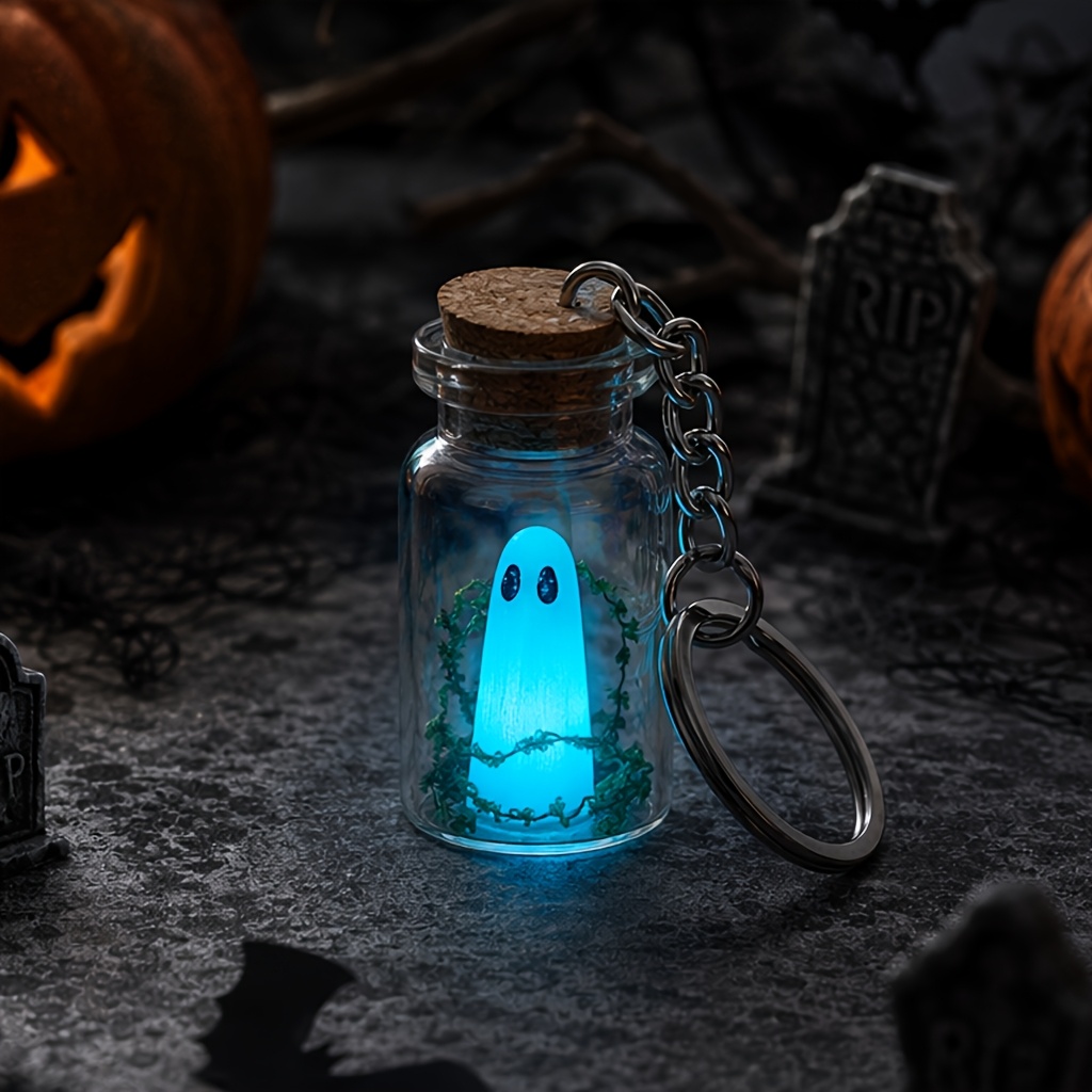 TEMU YILUOCD Llavero Fantasma para Halloween, Botella de Pequeña e , un Llavero de Fantasma, Regalo Único de Verde
