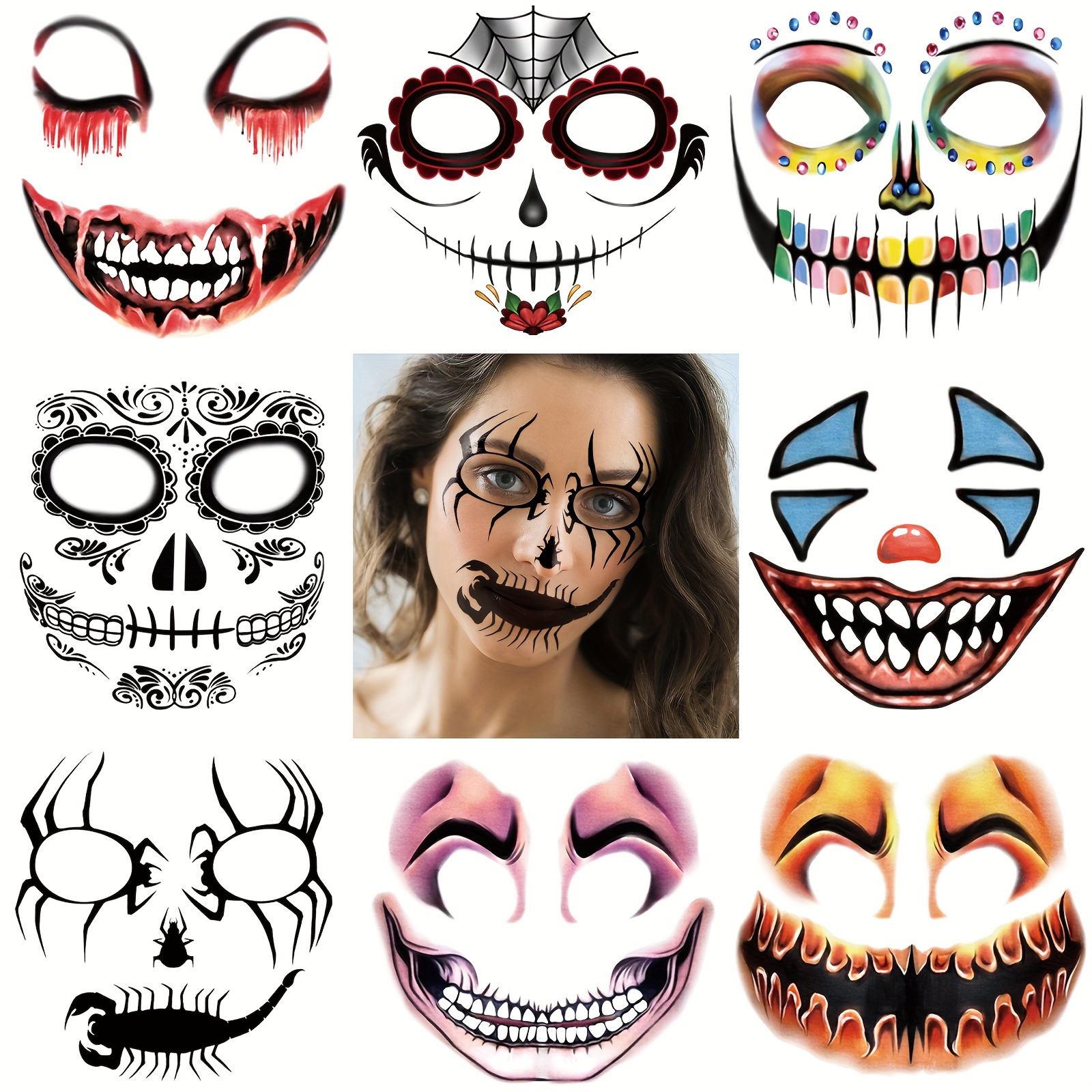 

8pcs Halloween Tattoos - & Stickers For Men And , For Parties & Events