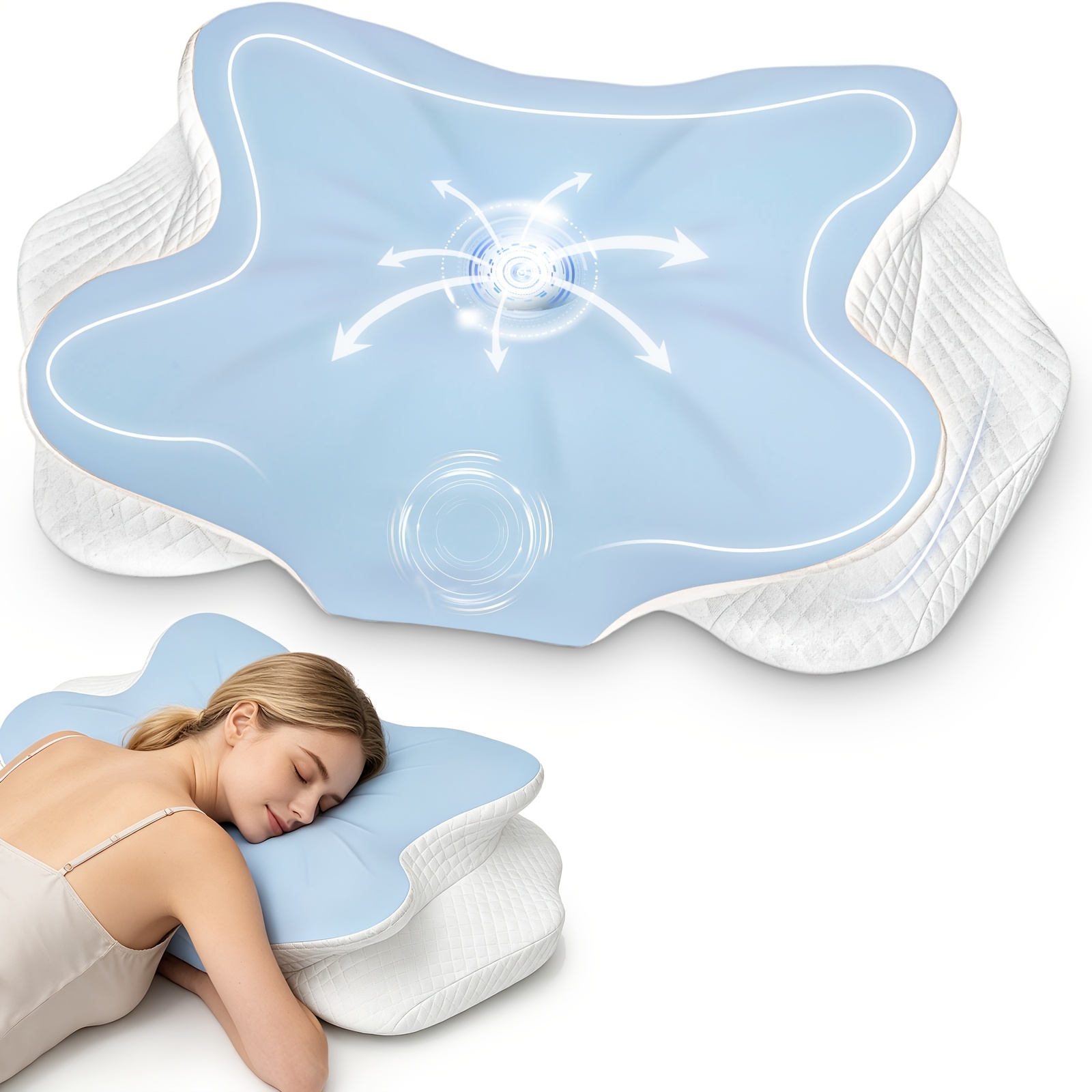 Image of Slow Rebound Pillow, Ergonomic Neck Support Sleeping Pillow, Breathable Comfortable Bed Pillow For Side Back Stomach Sleepers, With Removable Washable Pillowcase, Suitable For All Sleeping Postures