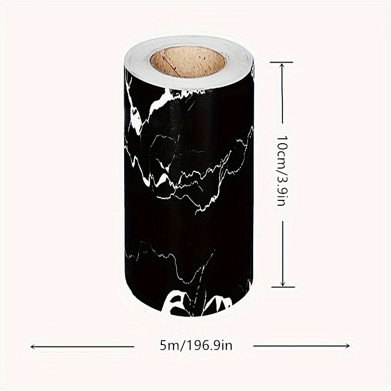 5m Black And Pattern Removable Pvc Waterproof Border Wallpaper, Self-adhesive Paper For Wall Corner Decoration, Suitable For Corridors, Bathrooms, , And Background Wall Decor