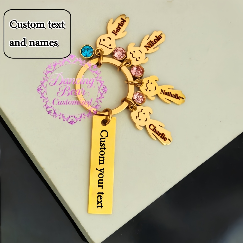 TEMU Customizable Novelty Keychains For Women Featuring Cute Pendants With Family Names, Personalized Family Memorial Keychains With Names And .