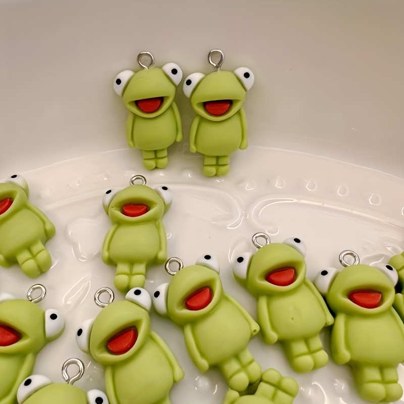 

10-piece Cute Cartoon Frog Resin Charms For Diy Jewelry - Versatile Pendants For Necklaces, Bracelets, Earrings, Keychains & Clothing Accessories