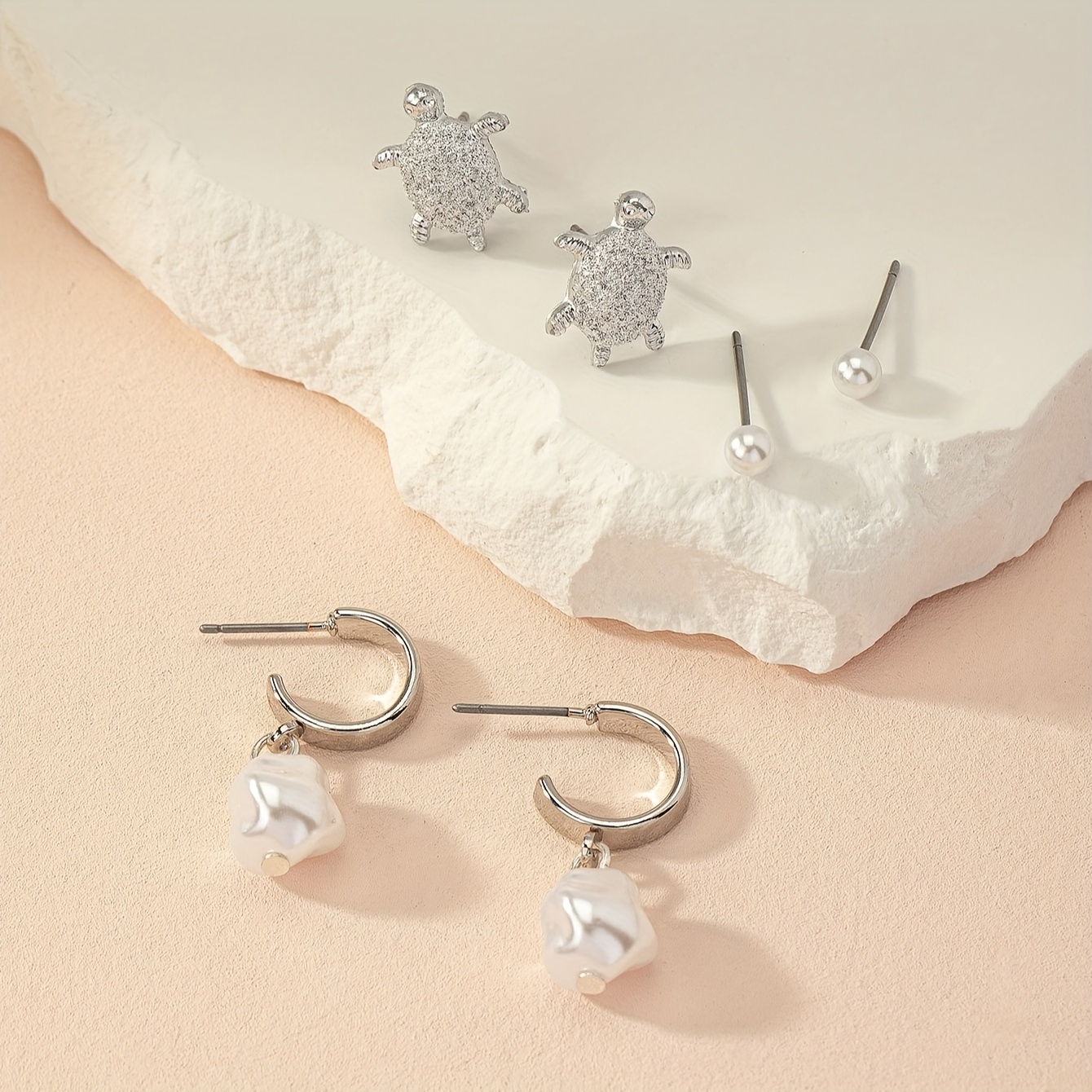 6pcs Unique Turtle Ironwork Studs for Daily Party and Vacation Wear Set