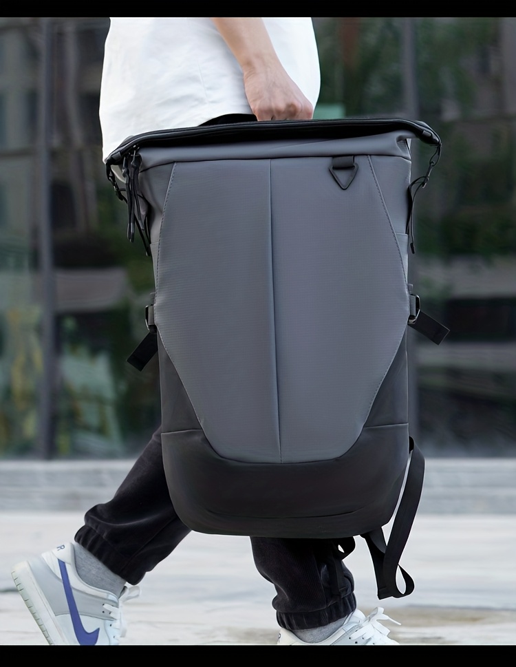 Men'S Stylish Backpack for Business Use, Expandable with a Roll-Top Design, Large Capacity for Laptops, Fashionable And Casual