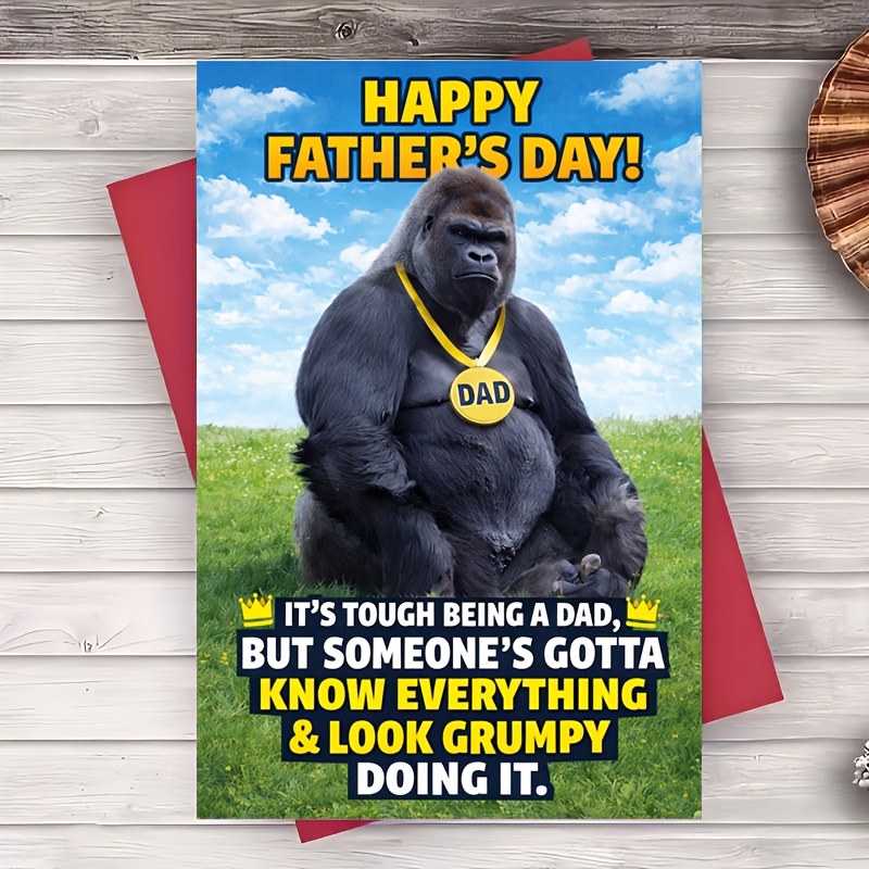 1pc greeting card funny fathers day greeting card for dad gorilla theme humor for husband grandpa from   card for home bbq office celebration