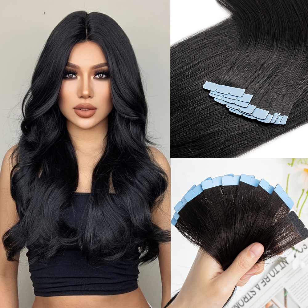 invisible seamless tape in hair extensions ranging from 12 to 20 inches with double sided mini tape details 5