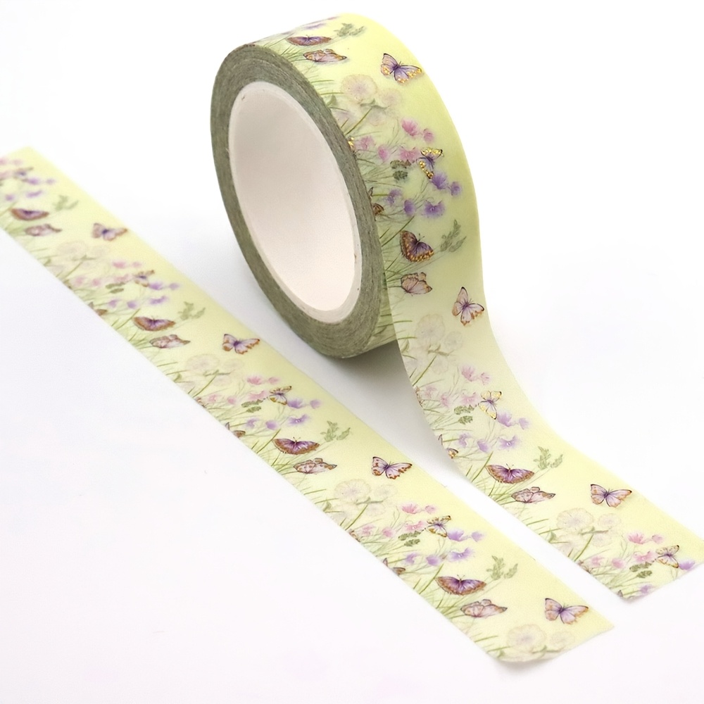 1pc Spring Floral & Decorative Washi Tape, 15mm X 10m, Accents On Light Background - Ideal For Crafting, Scrapbooking, Gift Wrapping & Office/school Supplies