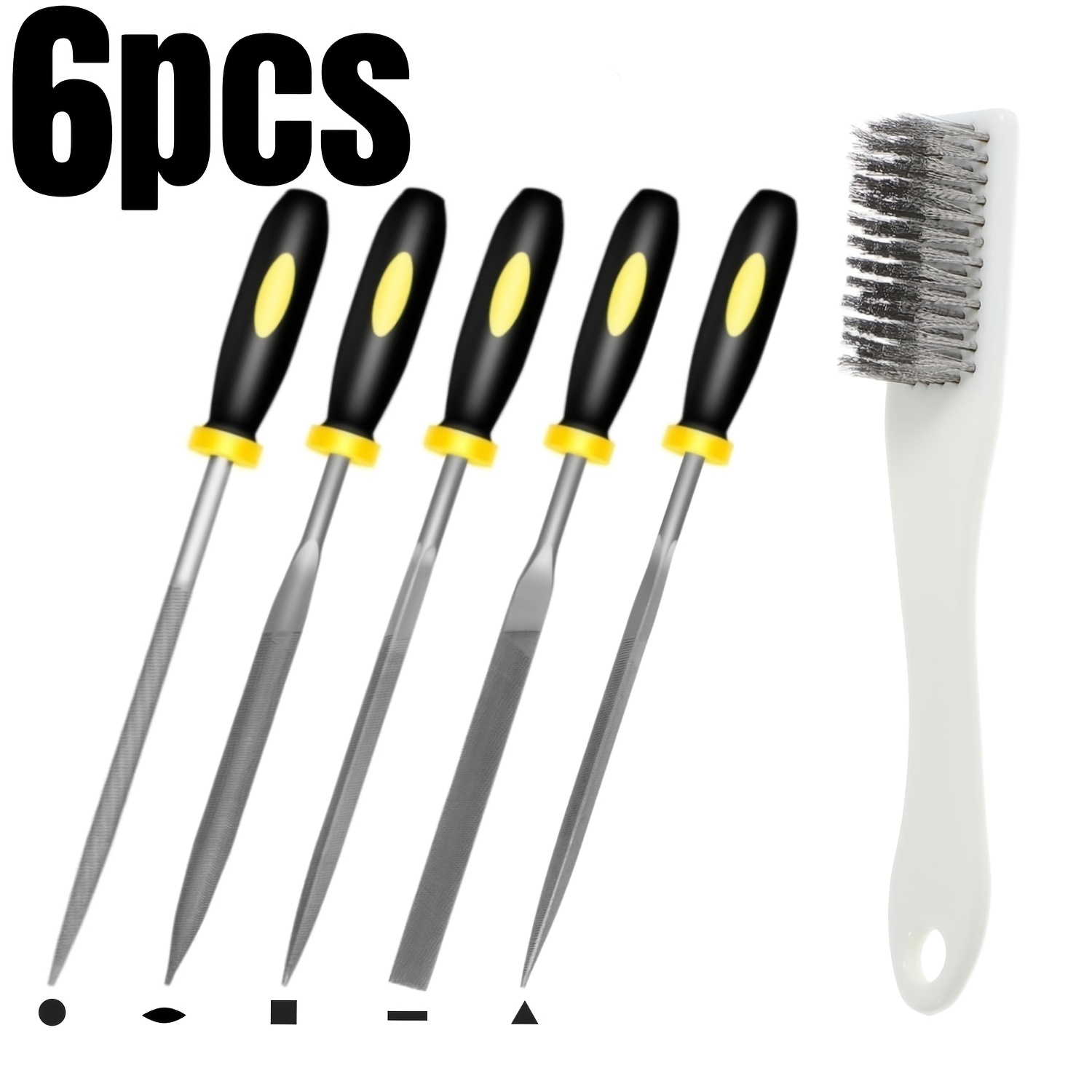 TEMU 6pcs Metal File Set, Including 5 Files And 1 Wire Brush, Precision Carving Tool, Woodworking Specific Small File, Project Detail File, Suitable