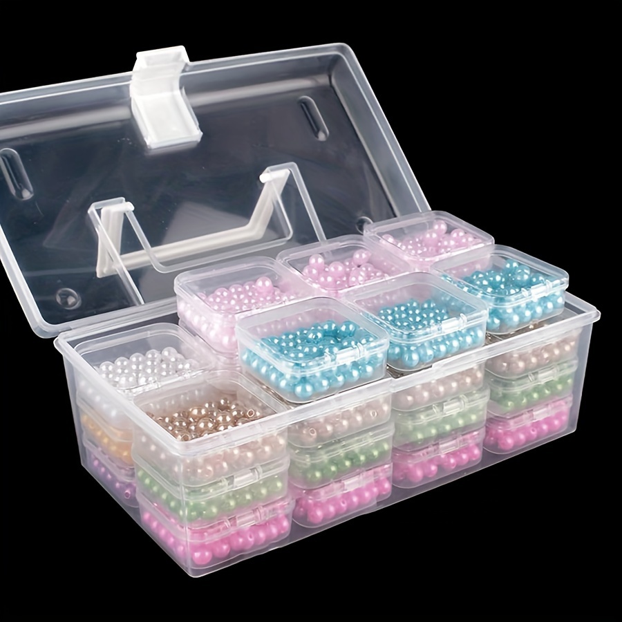 

32pcs Plastic Storage Box Set - Multifunctional Organizer For Diy Crafts, Beads, Jewelry & Nail Art Supplies - Portable Sorting Case With White Containers