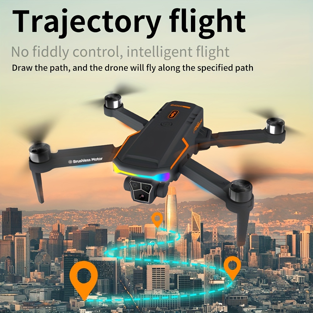 Drone F168 z podwójnymi kamerami, bezszczotkowymi silnikami, inteligentną ominięciem przeszkód 360°, pozycjonowaniem optycznego przepływu, stabilizacją zawisu, trybem bezgłowym, jednopunktowym startem/lądowaniem, składaną kontrolą zdalną, idealny prezent na urodziny dla początkujących i nastolatków