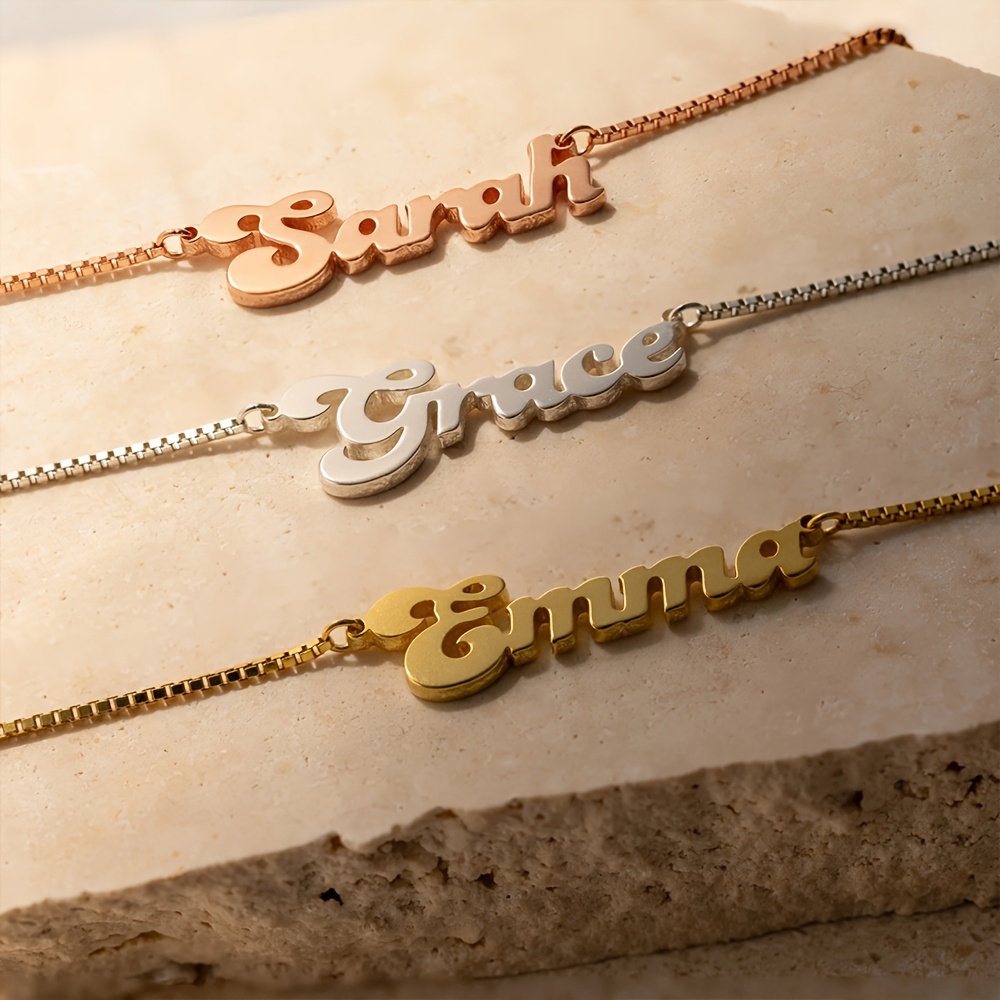 Personalized Stainless Steel Letter Name Necklace, Custom Jewelry Gift