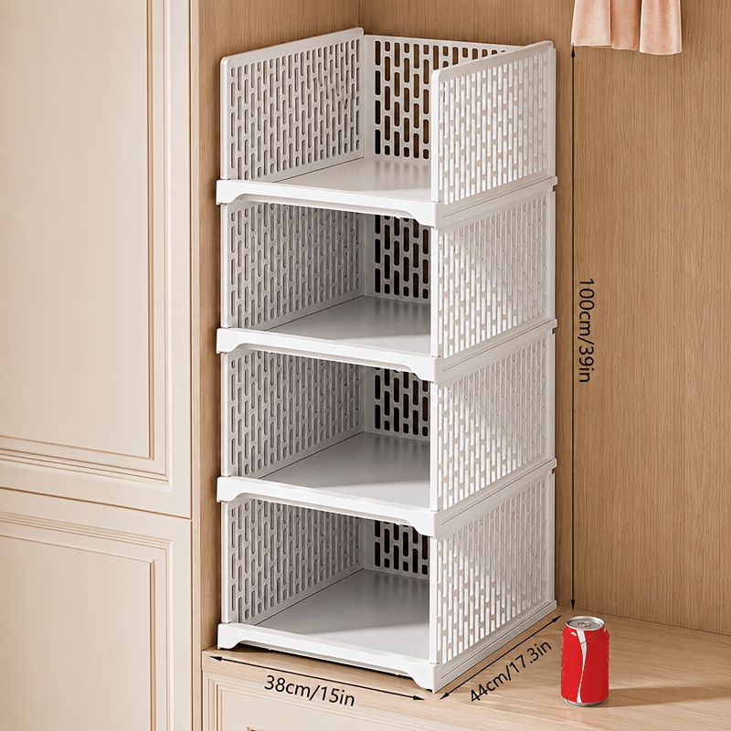 TEMU 2026 Upgraded Closet Organizers And Storage, 1 Pack/4 Packs Pull-out Wardrobe Bins, Sliding Stackable Closet Drawers, Reinforced Anti-tipping