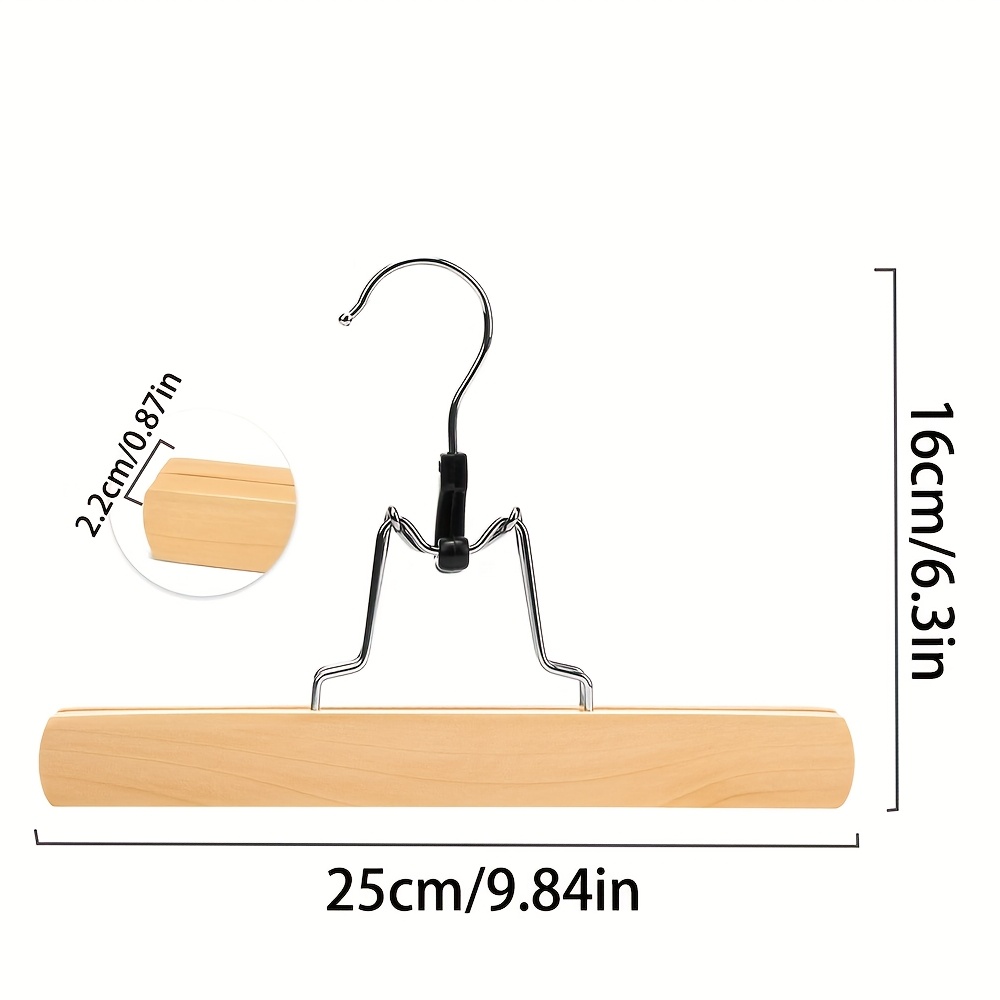 3 Packs Wooden Pants Hangers With Clips Non Slip Skirt Hangers Trouser Clamp Hanger Wood Hanger, Wrinkle Free Clamp Closet Organizer