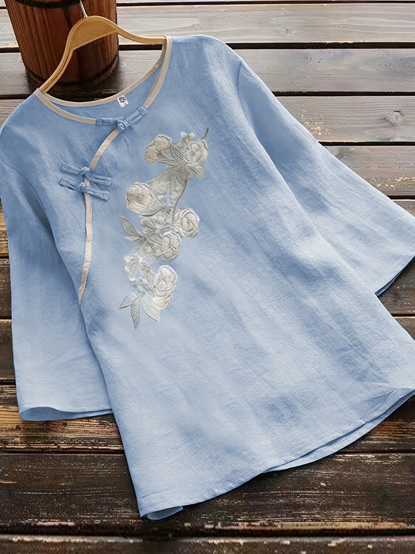 embroidered tang suit t shirt chinese traditional top loose casual top for spring summer womens clothing