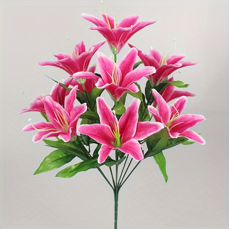 

1pc 10 Heads Small Lily Simulation Bouquet, Restaurant Room Decoration Flower, Vase Flower Arrangement