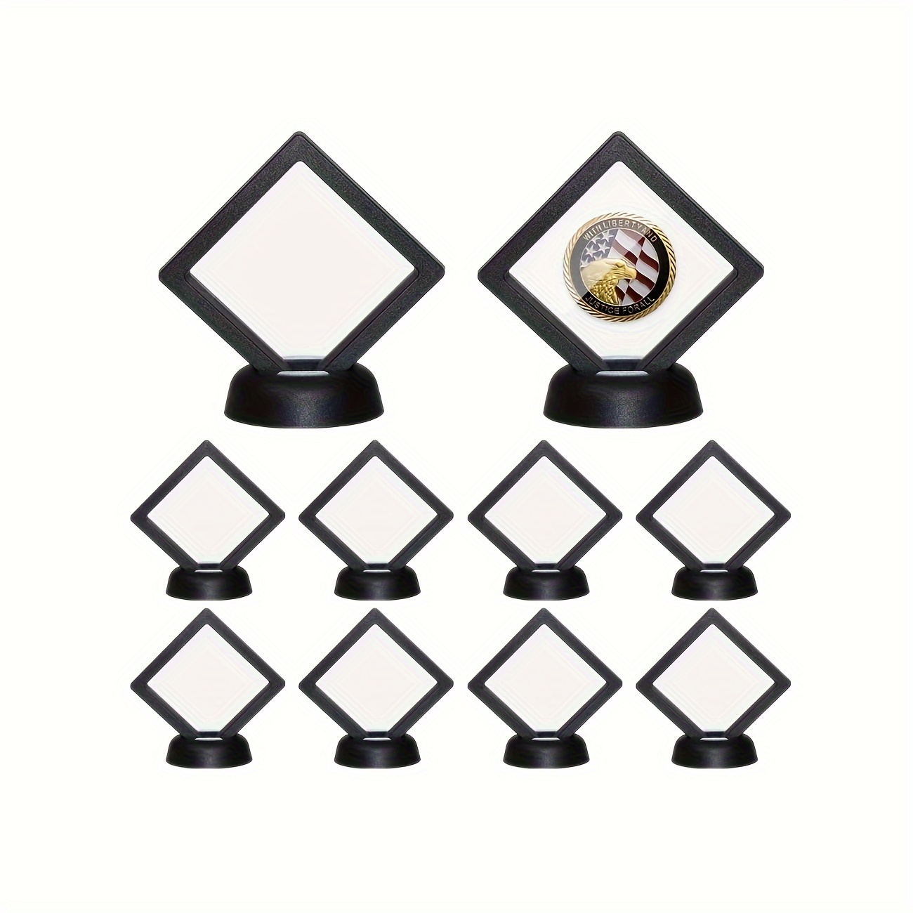 

10pcs 3d Floating Display Case, Black Coins Display Frame For Antique Challenge Coins, Aa Medallion, Jewelry, Shells, Fossils, Gems, Minerals, Rocks, Pins