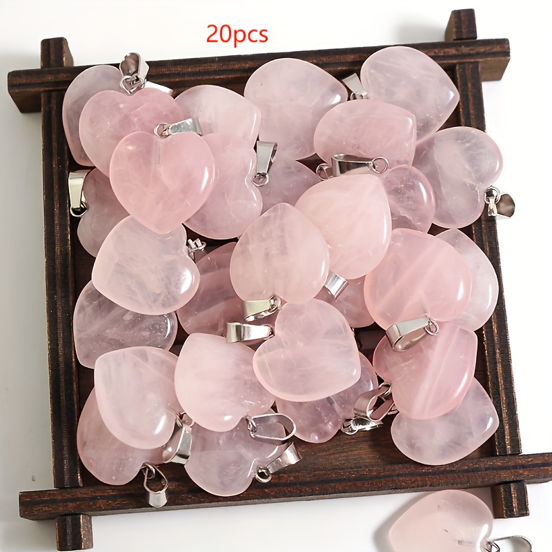 TEMU 10/20/30pcs Quartz Crystal Heart Stone Pendants For Necklace Jewelry Making