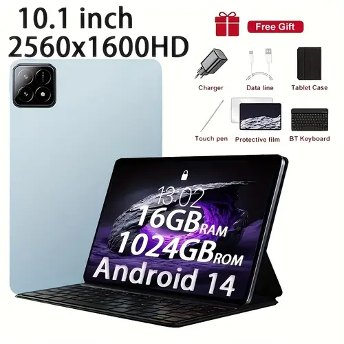 10 1 inch hd screen 16gb 1tb storage snapdragon 8 gen2 processor 10 000mah battery 16mp wi fi 7 network 5 14 free keyboard tablet case with stylus headphones multifunctional 2 in 1 tablet tablet pad