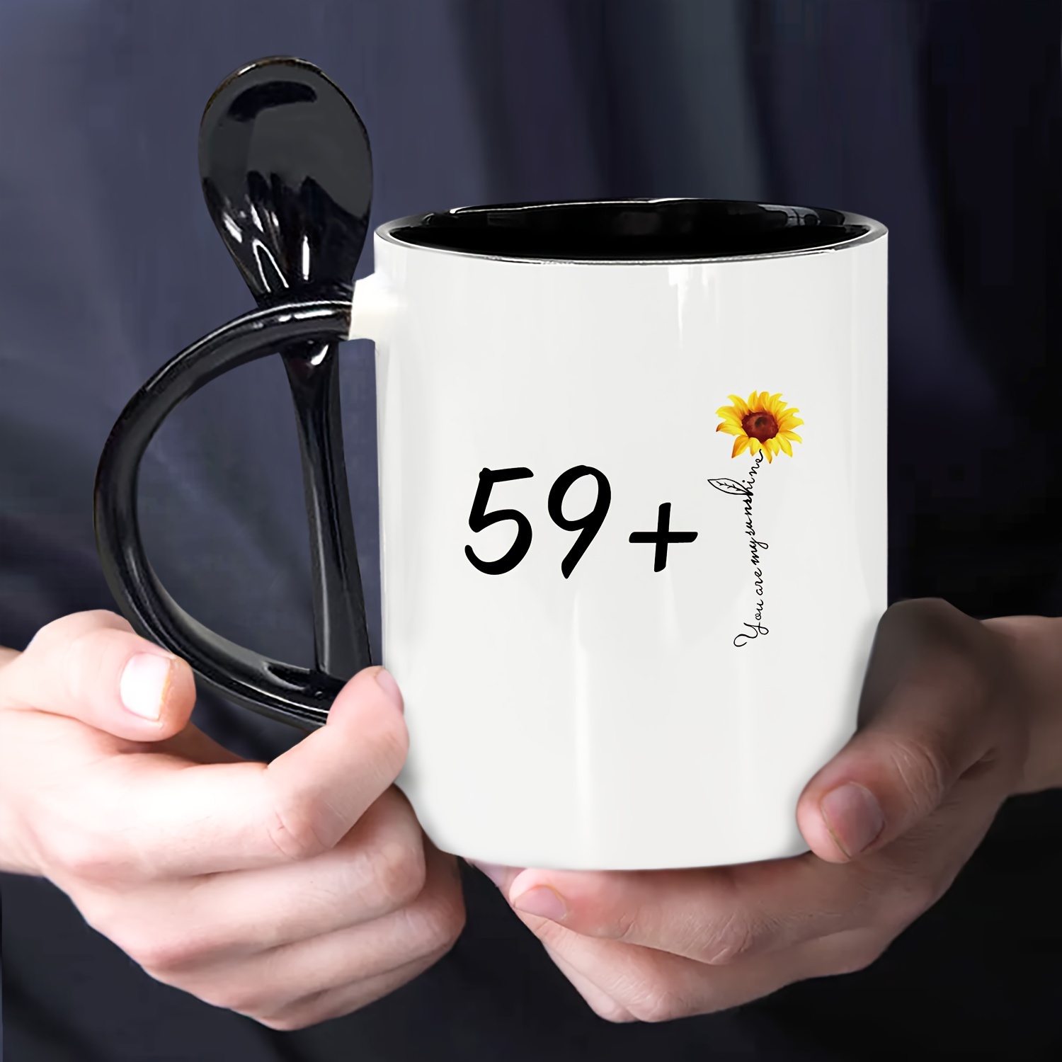 60th birthday mug 59+1 sunflower design ceramic coffee cup Temu